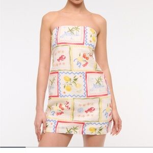 Abercrombie & Fitch Strapless Dress in Multicolor Print